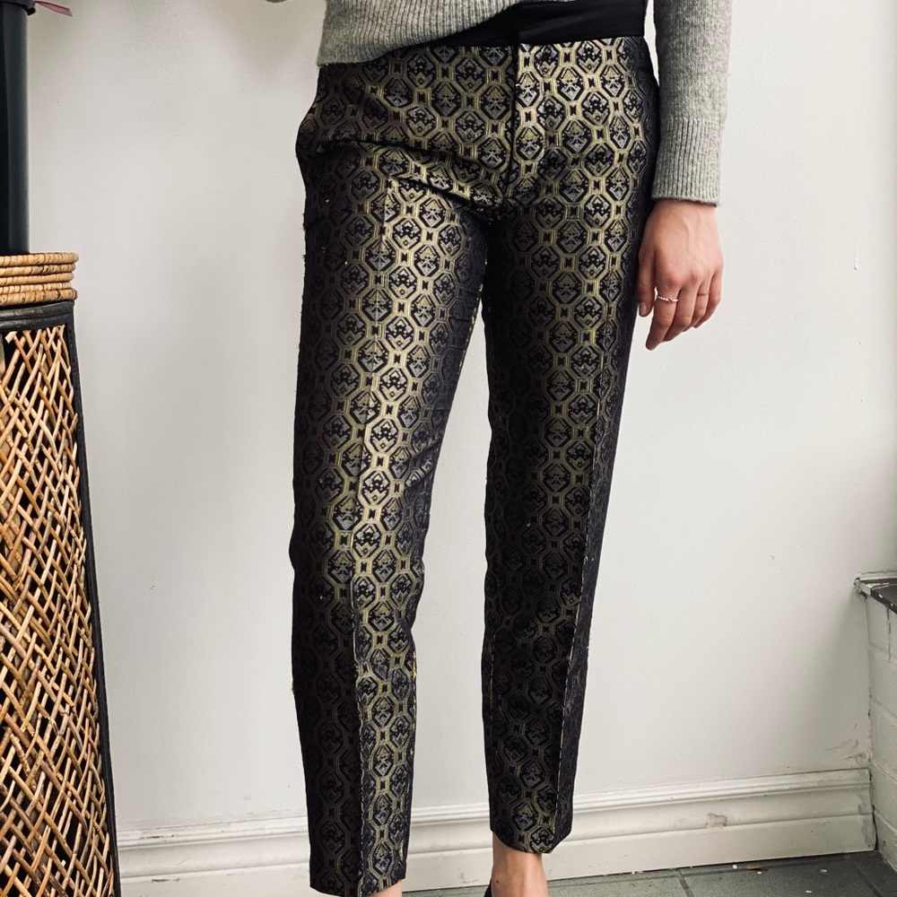 Brocade cigarette trousers